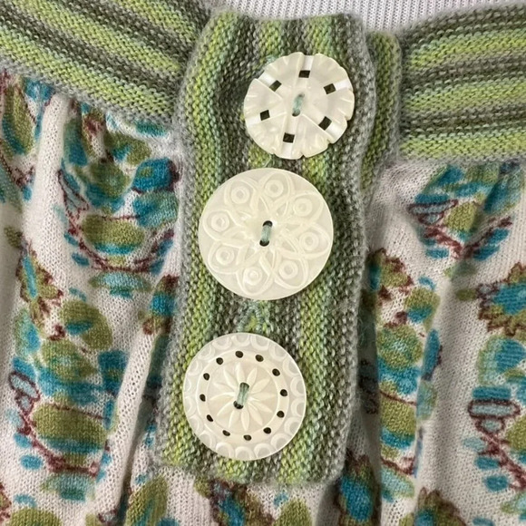 FREE PEOPLE XS Bohemian Babydoll Wool Cashmere Cap Sleeve Sweater Pearl Buttons - Picture 2 of 9